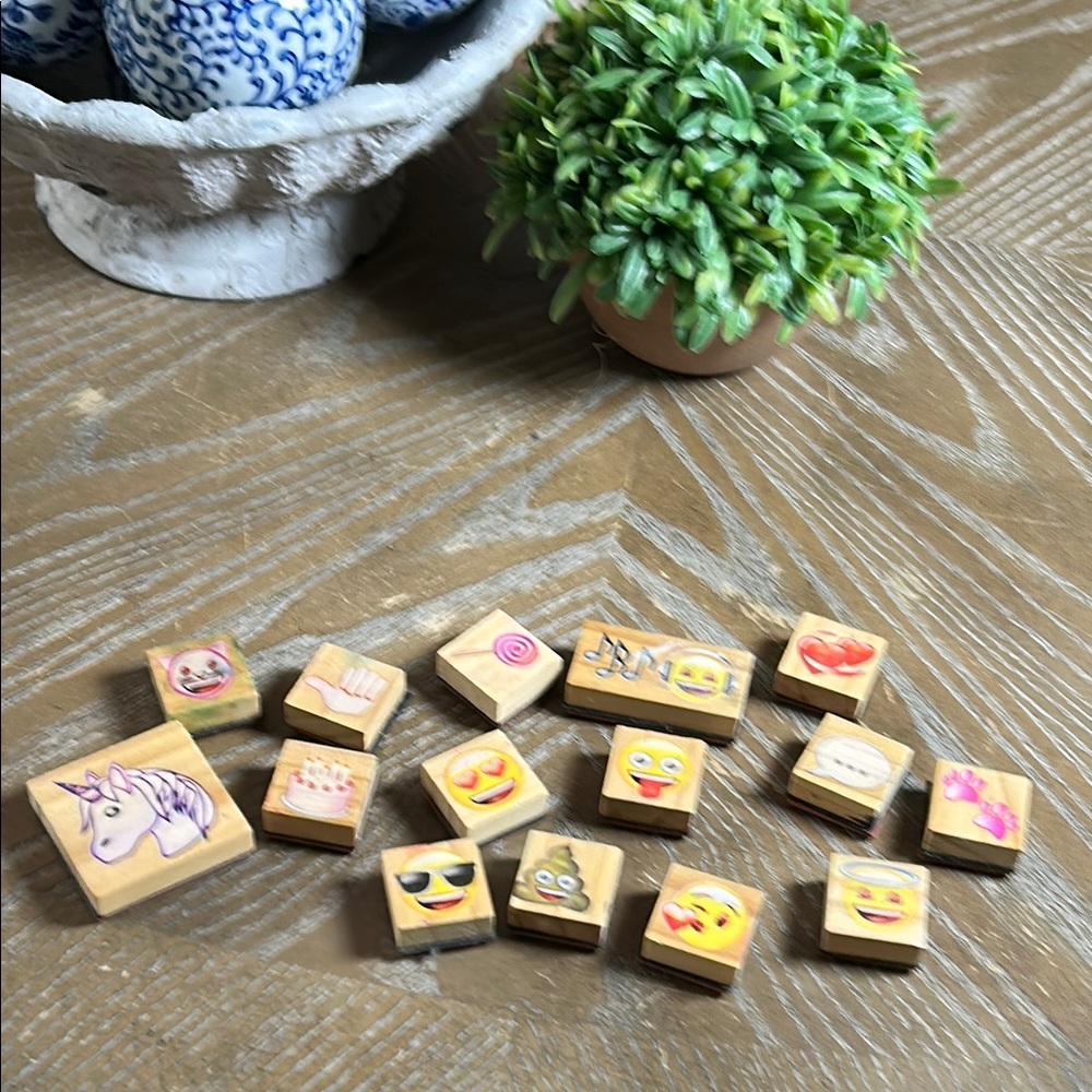 Emoji Wooden Stamp Set for Kids